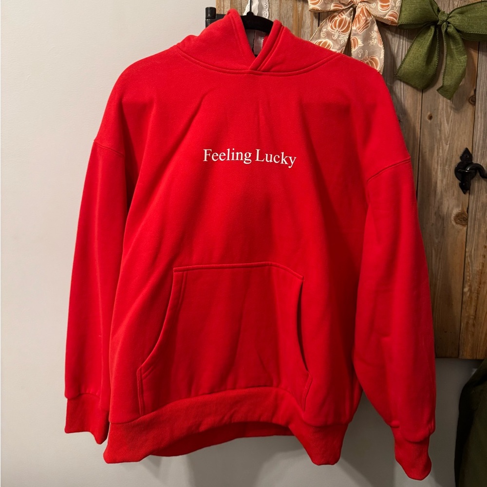 custom made feeling lucky red hoodie